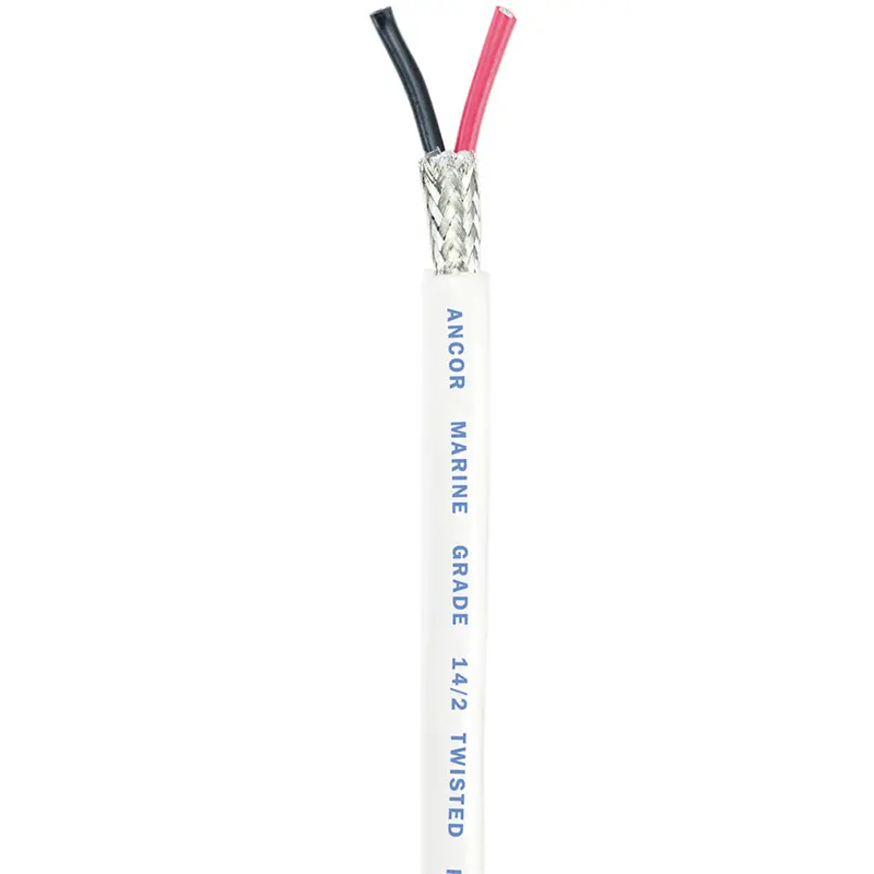 Ancor 14/2 Awg Twisted Pair Shielded Cable – Red/Black Round Wire, 100 Ft [141410] 1