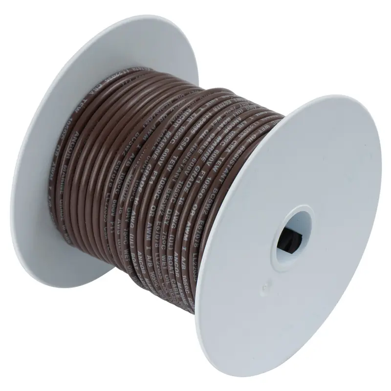Ancor 14 Awg Tinned Copper Wire – Brown, 100 Ft Spool (104210) 1