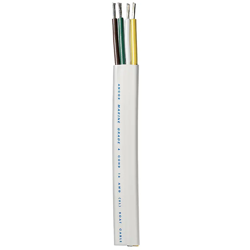 Ancor 16/4 Awg Flat Trailer Wiring Cable – Yellow/White/Green/Brown, 100 Feet [154010] 1