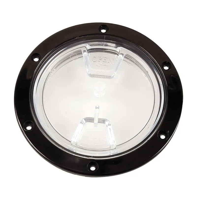 Beckson 4-Inch Clear-Center Screw-Out Deck Plate – Black Anodized Frame (Model Dp40-B-C) 1