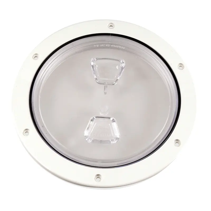 Beckson 6-Inch Transparent-Center Screw-Out Deck Plate – White Anodized Frame (Model Dp60-W-C) 1