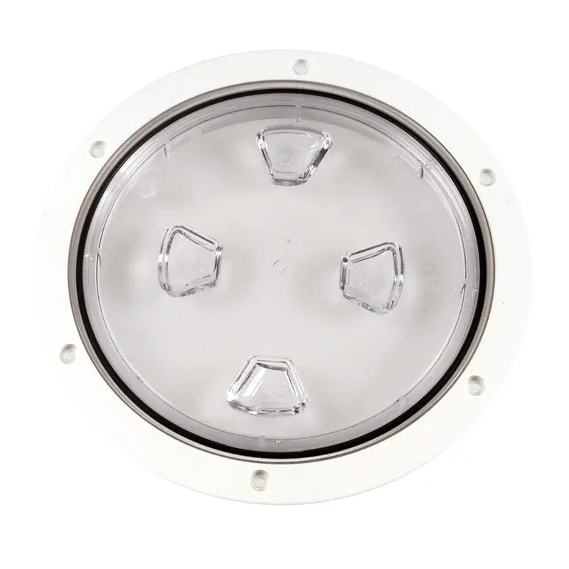 Beckson 8-Inch Transparent-Center Screw-Out Deck Plate – White Anodized Frame (Model Dp80-W-C) 1
