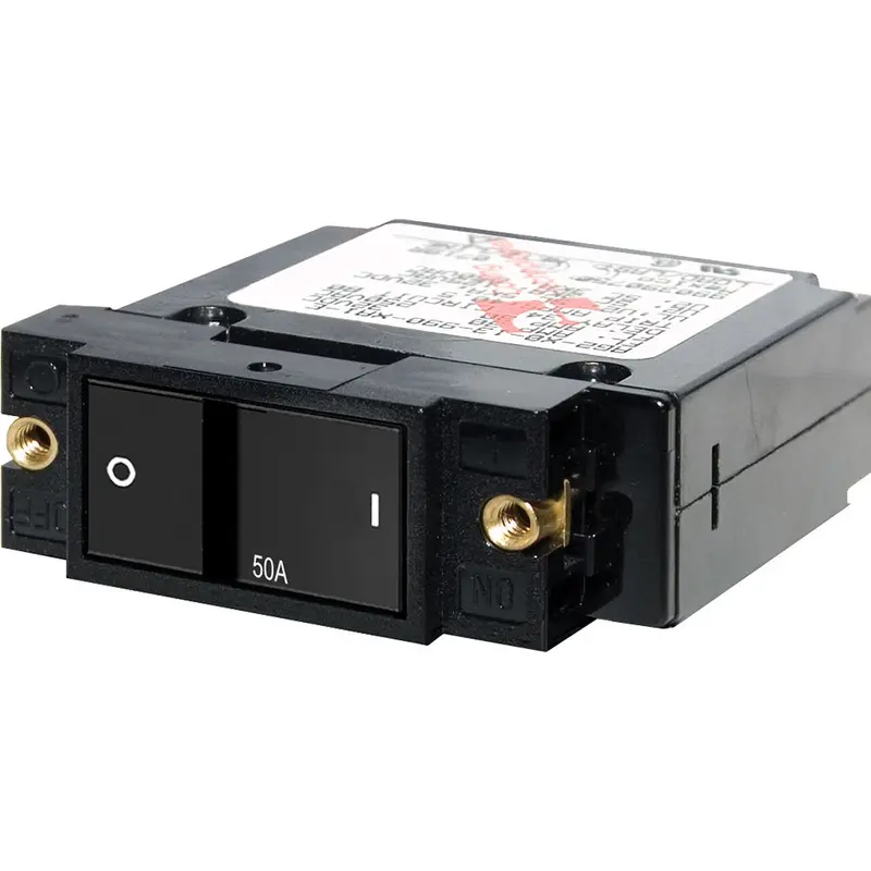 Blue Sea 50A Small-Case Flat Rocker Circuit Breaker — 2-Inch Design (Model 7408) 1