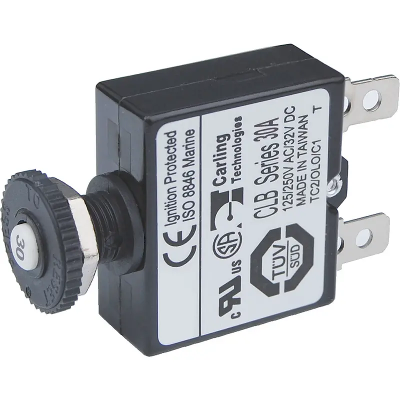 Blue Sea 7059 30A Push-Button Thermal Circuit Breaker With Quick-Connect Terminals 1