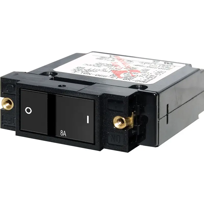 Blue Sea 8A Small-Case Flat Rocker Circuit Breaker — 2-Inch Design (Model 7401) 1