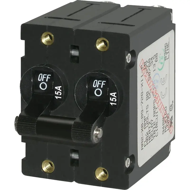 Blue Sea Systems 7234 A-Series Double-Pole Toggle Switch – 15A, Black Housing 1