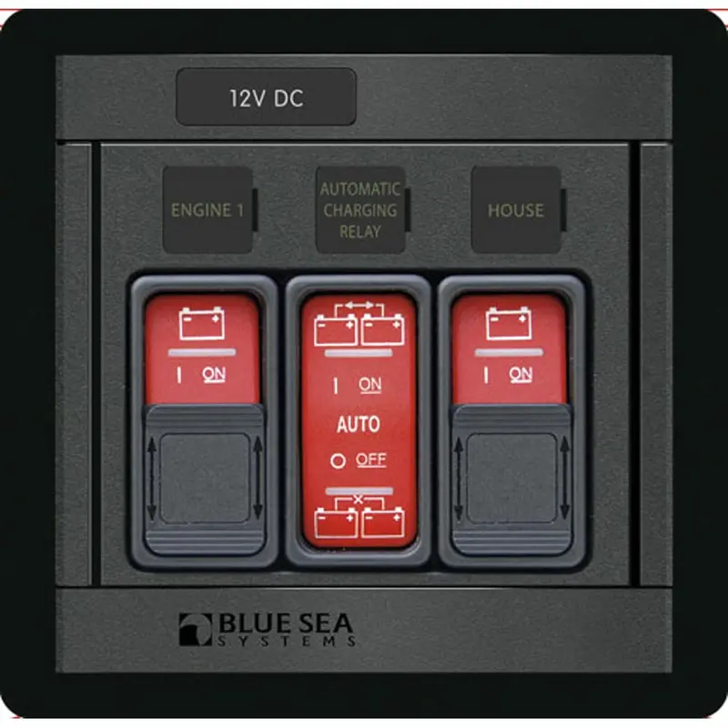Blue Sea Systems Remote-Controlled Switch Panel – Includes Two 2145 & One 2146 Contura Rocker Switches, Model 1147 1