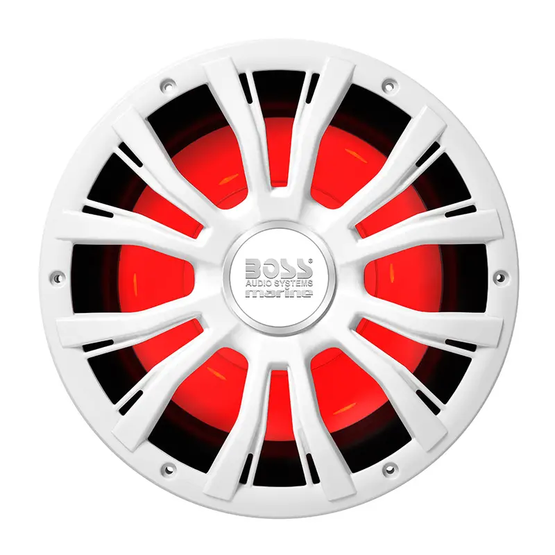 Boss Audio Mrg10W 10-Inch Marine Subwoofer With Rgb Lighting – White, 800W Peak Power 1