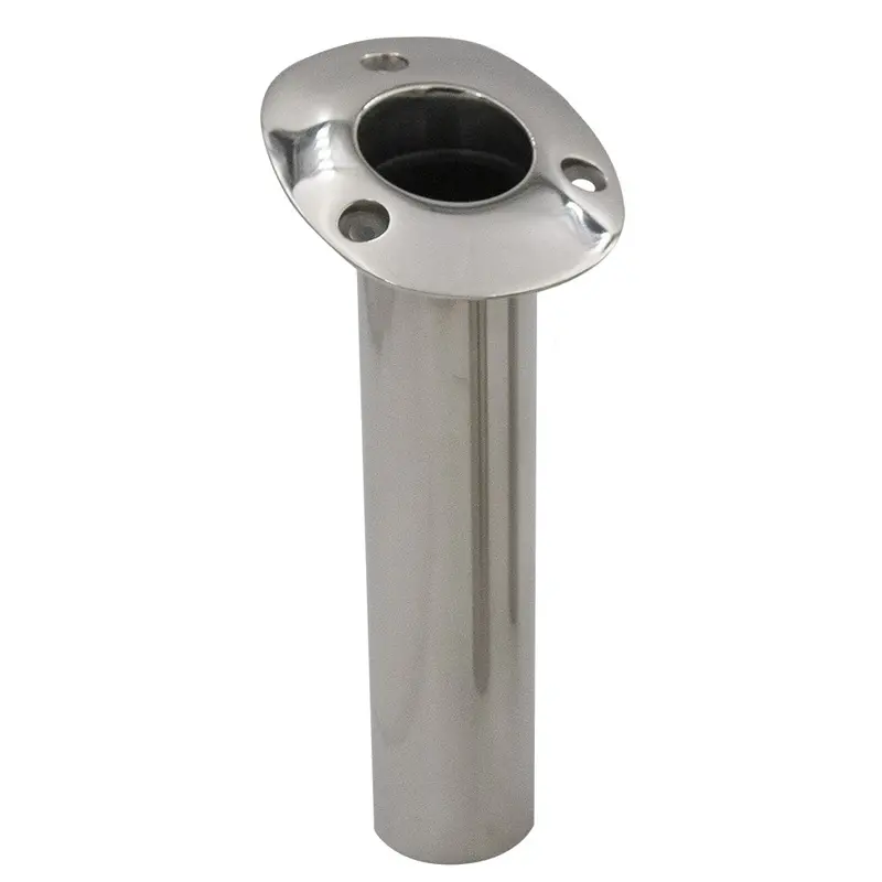 C.E. Smith 70 Series Flush-Mount Rod Holder — 15° Angle, Stainless Steel, Cast Bottom, Black Liner 1