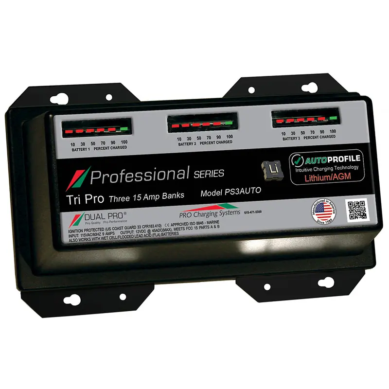 Dual Pro Ps3 Auto 15A Triple-Bank Lithium/Agm Battery Charger 1