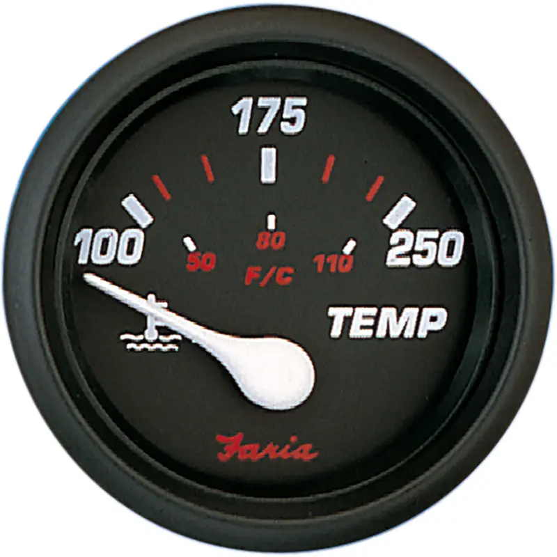 Faria Professional Water Temperature Gauge – 2-Inch Red Dial, Marine-Grade [14604] 1
