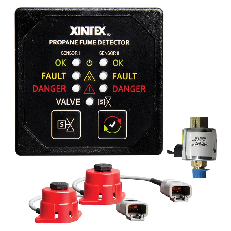 Fireboy-Xintex P-2Bs-24-R Propane Fume Detector – Dual-Sensor, 24V Dc W/ Solenoid Valve & 20' Cable 1