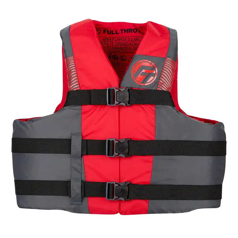 Full Throttle Adult Nylon Life Jacket – 2X/4X, Black/Red 1