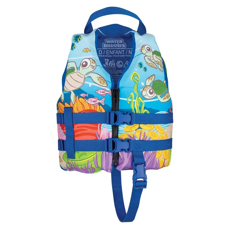 Full Throttle Water Buddies Child Life Vest – 30–50 Lbs, Turtle Pattern 1