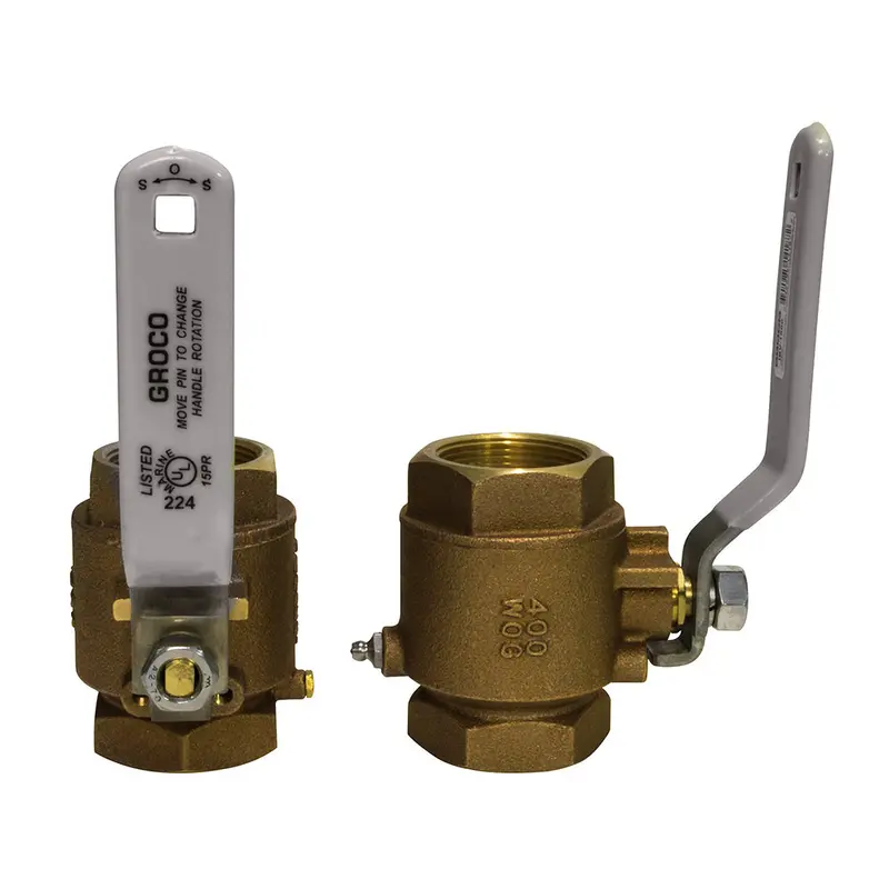 Groco 3/8" Npt Bronze Inline Ball Valve With Lever Handle [Ibv-375] 1