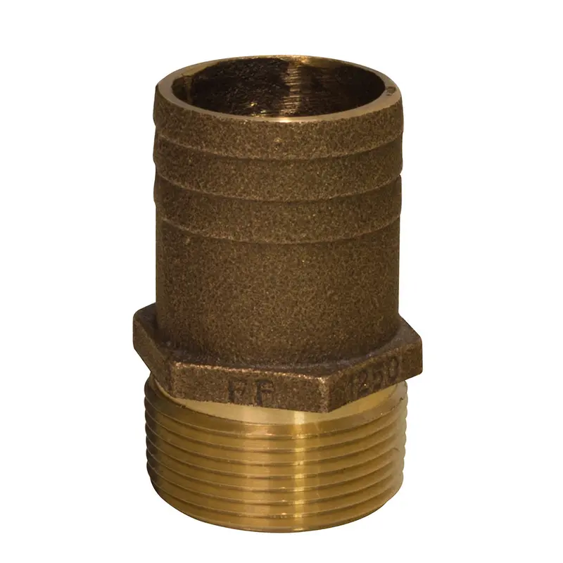 Groco Ff-1125 1" Npt To 1-1/8" Bronze Full-Flow Straight Pipe-To-Hose Fitting – Precision Marine Coupling [Ff-1125] 1