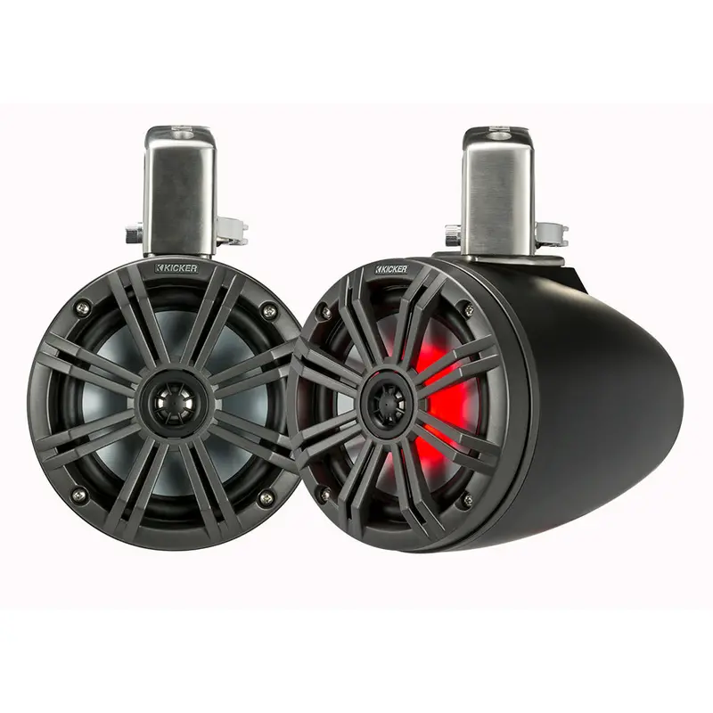Kicker Kmtc65 6.5-Inch Led-Coaxial Marine Tower Speaker System – Black With Charcoal Grille 1