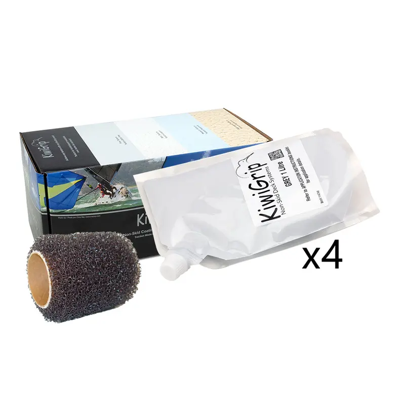 Kiwigrip 4-Pack 1-Liter Non-Skid Coating Pouches – Grey With 4" Rollers [Kg-4Gp-R] 1
