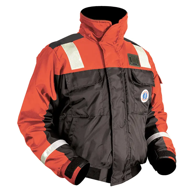 Mustang Mj6214T1-33 Orange/Black Flotation Bomber Jacket – Xl With Reflective Tape 1