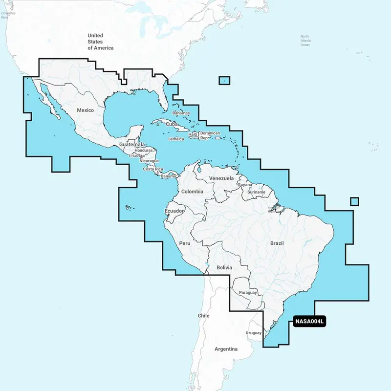 Navionics+ Nasa004L Chart Card – Mexico, Caribbean, And South America (Brazil) 1