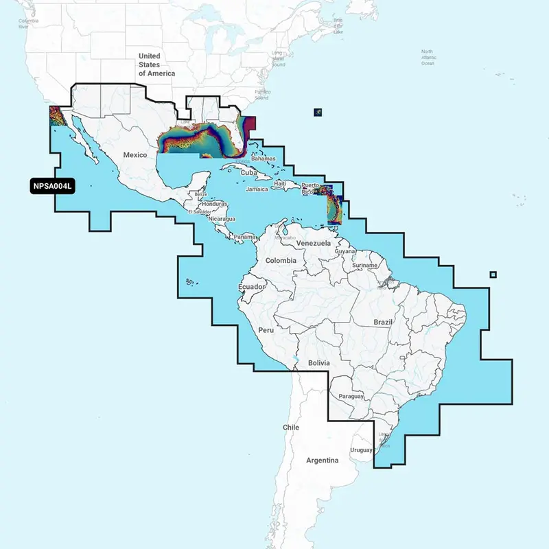 Navionics Platinum+ Chart Card: Mexico, Caribbean To Brazil (Npsa004L) 1