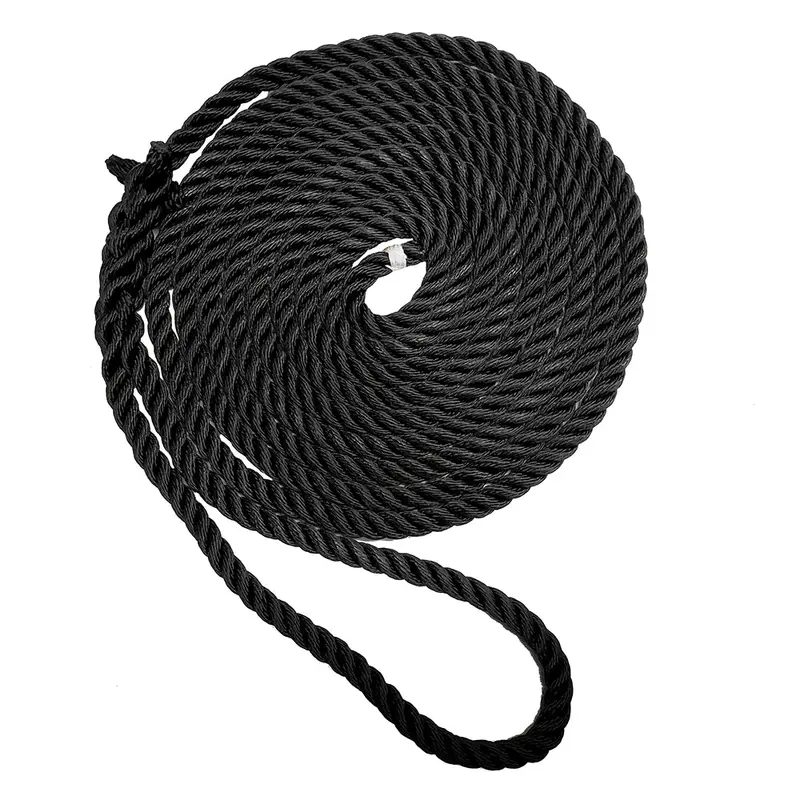 New England Ropes 1/2" Premium 3-Strand Dock Line – 35 Ft, Black [C6054-16-00035] 1