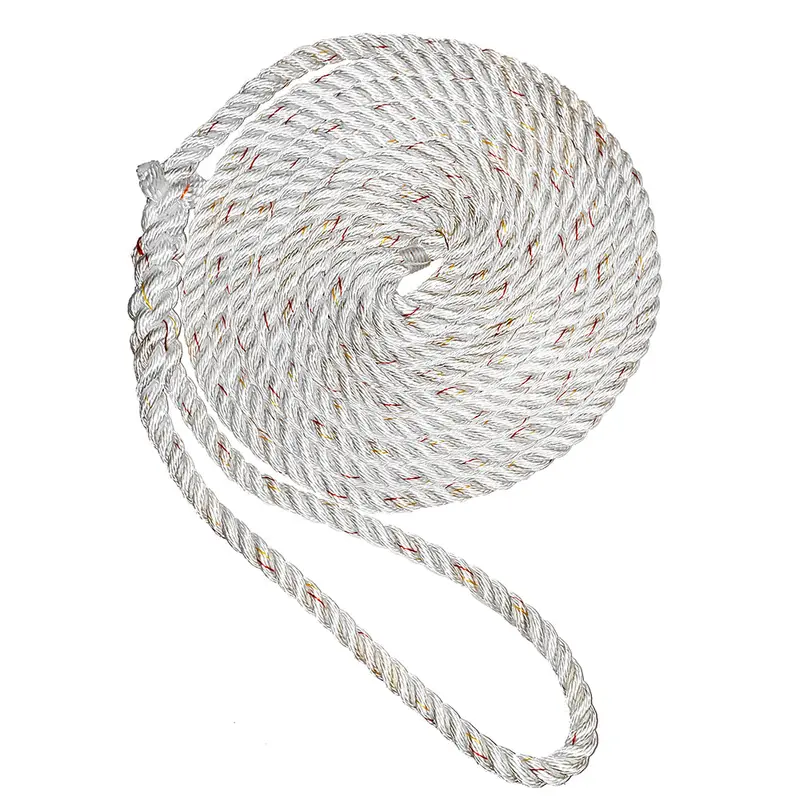 New England Ropes 3/4" Premium 3-Strand Dock Line – 50 Ft, White With Tracer [C6050-24-00050] 1
