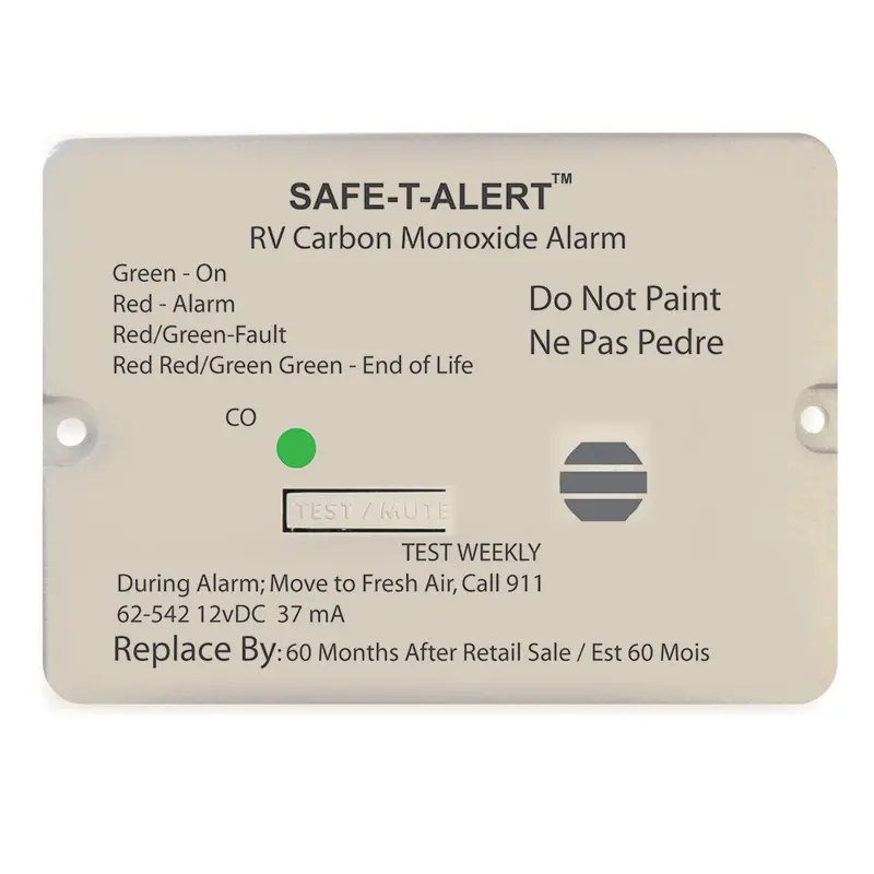 Safe-T-Alert 62-542-Wt Carbon Monoxide Detector – 12V Rv Flush-Mount, White Housing 1