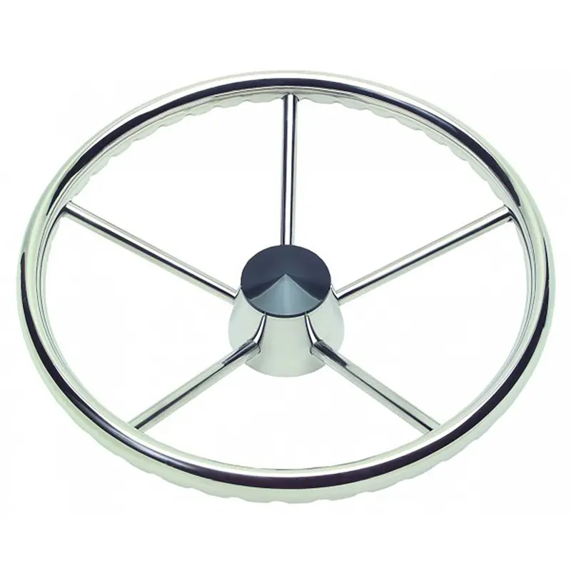 Schmitt Marine 170 Destroyer Steering Wheel – 15.5-Inch Stainless Steel, Finger-Grip Design With Knob 1