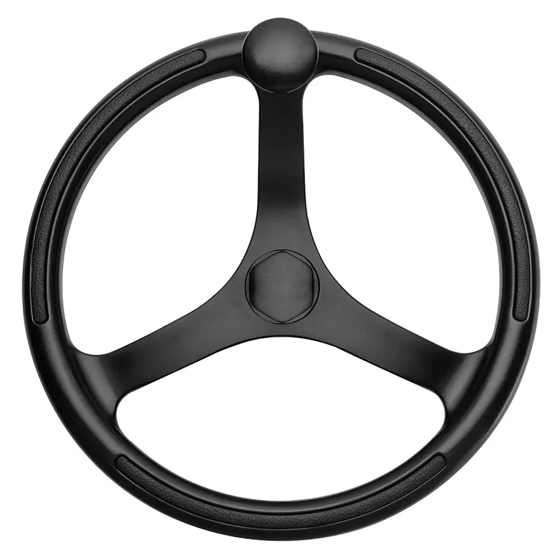 Schmitt Marine Primus 13.5-Inch Black Steering Wheel – 3/4-Inch Tapered Shaft With Finger-Grip Knob & Matte Black Powder Coat Finish [742132Bfgk] 1