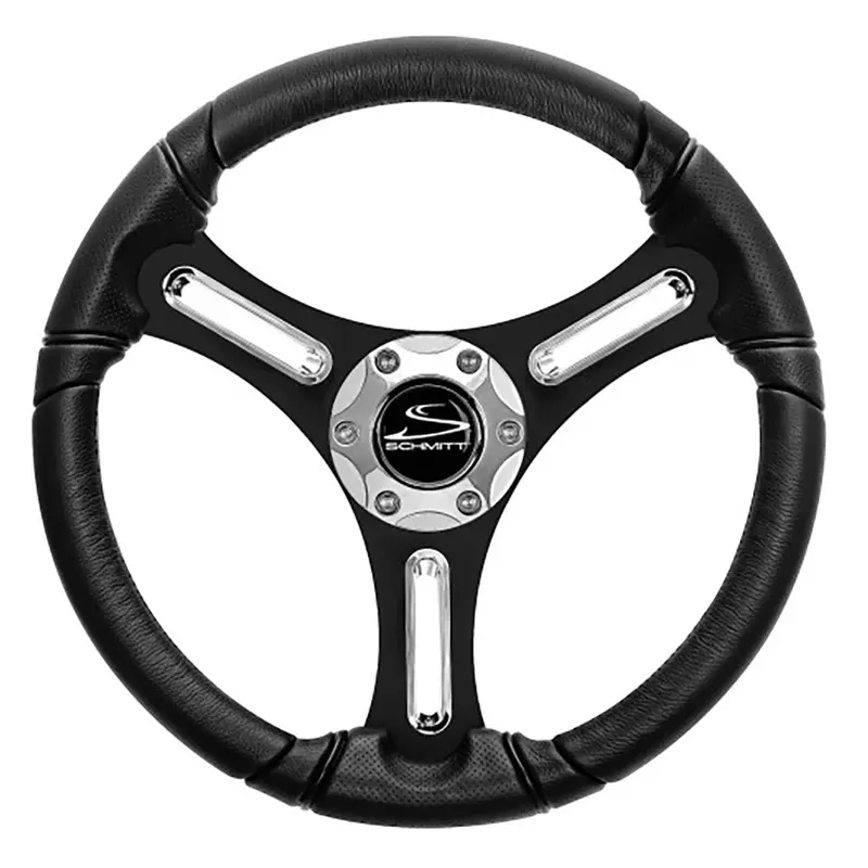 Schmitt Marine Torcello 14" Polyurethane Wheel – 03 Series, Chrome Spoke Inserts & Black Brushed Spokes, 3/4" Shaft [Pu031104-12R] 1