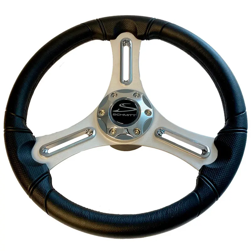 Schmitt Marine Torcello 14" Polyurethane Wheel – 03 Series, Chrome Trim Cap & Brushed Spokes, 3/4" Tapered Shaft [Pu033104-12R] 1