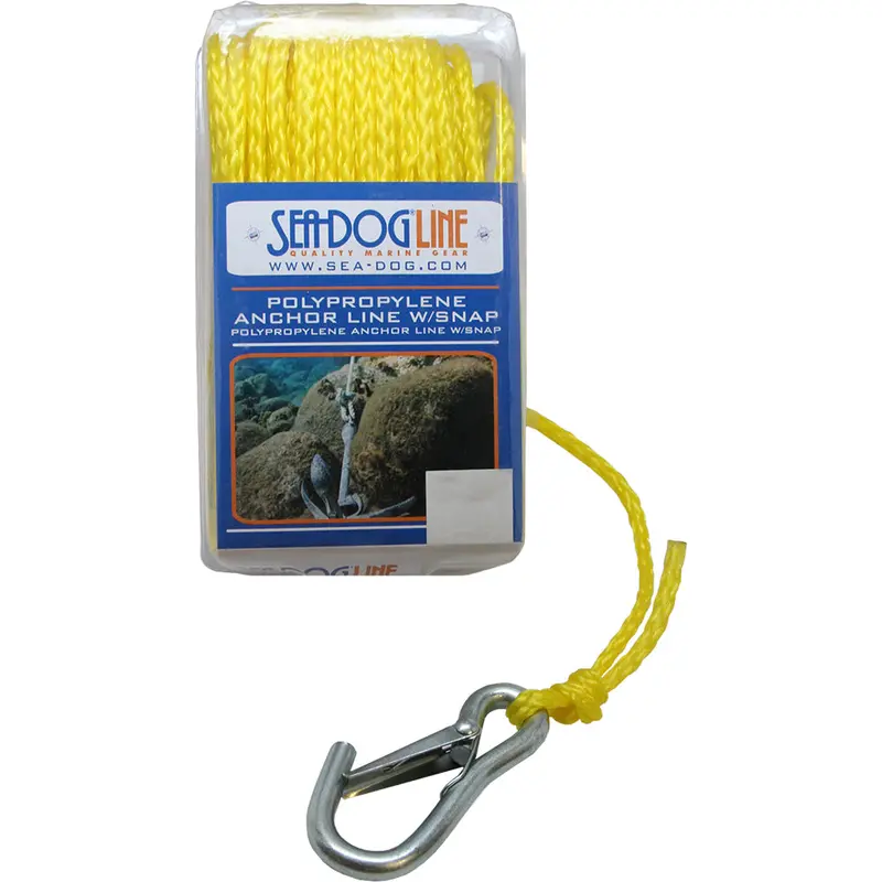 Sea-Dog 1/4" × 100' Yellow Polypropylene Anchor Line With Snap Hook 1