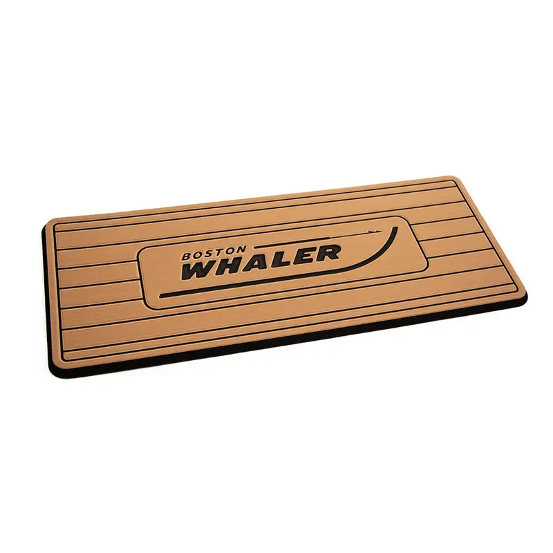 Seadek Boston Whaler-Specific Helm Pad: Mocha & Black With Brushed Finish And Routed Teak Lines 1