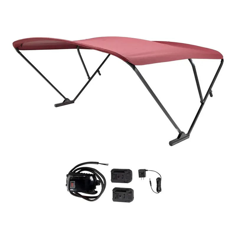 Sureshade Battery-Operated Bimini Top – Black Anodized Frame With Burgundy Canopy (2021133091) 1