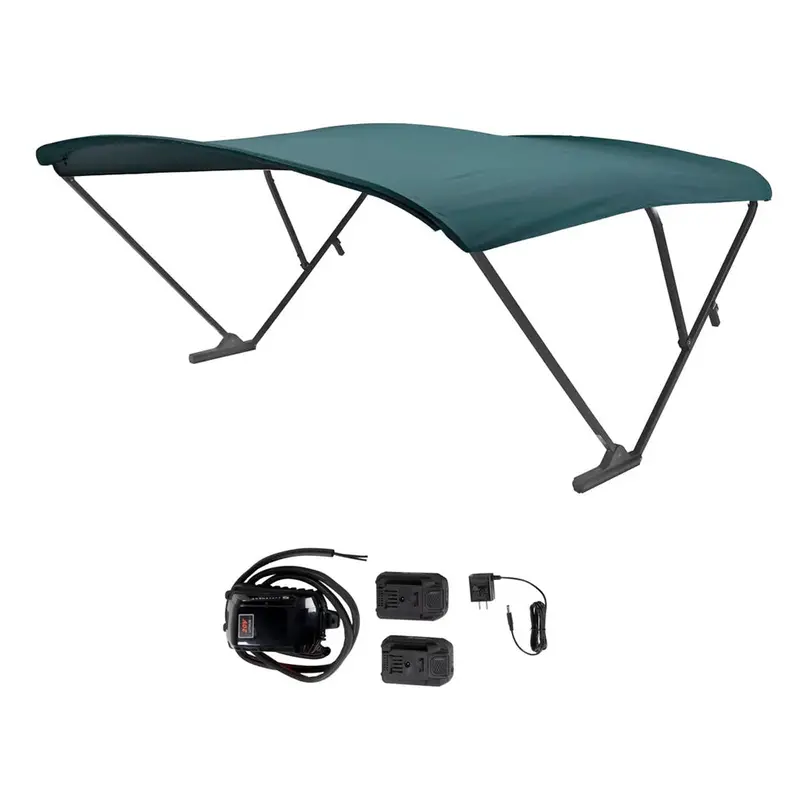 Sureshade Battery-Operated Bimini Top – Black Anodized Frame With Green Canopy (2021133099) 1