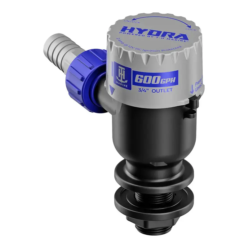 T-H Marine Hydra 12V Livewell Pump – 600 Gph, Compact Short-Nozzle Version 1