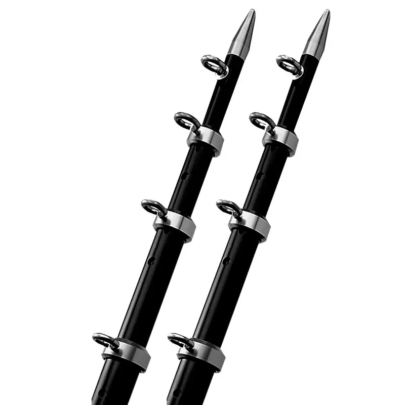 Taco 15-Foot Black/Silver Outrigger Poles – 1-1/8" Diameter Aluminum Pair [Ot-0442Bka15] 1