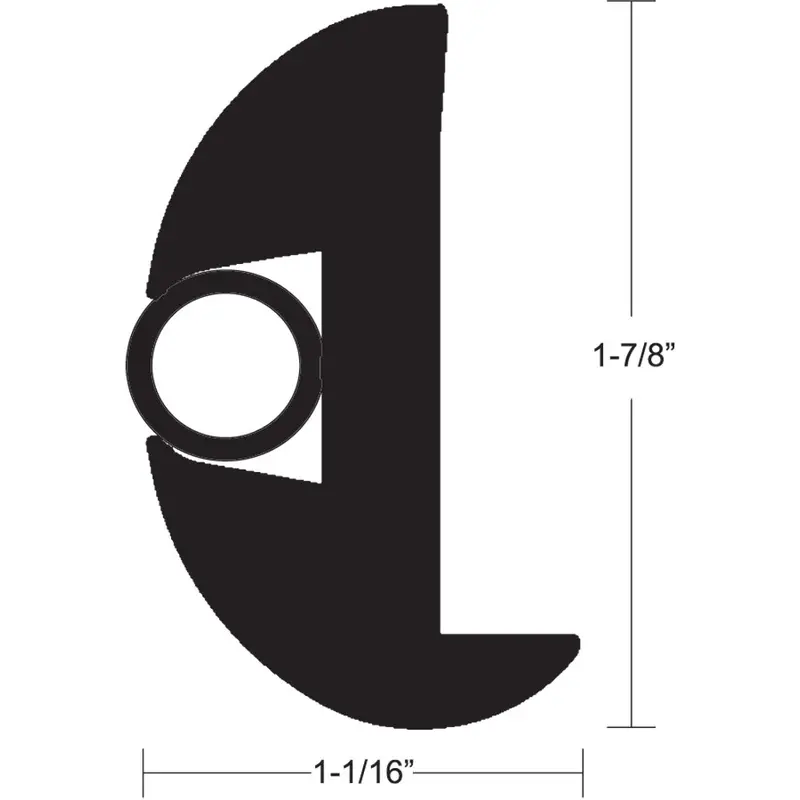 Taco Flex Vinyl Rub Rail Kit – 50 Ft, Black With Black Insert, 1-7/8" X 1-1/16" [V11-2423Bbk50-2] 1
