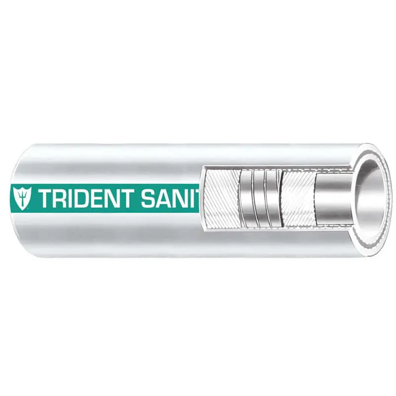 Trident Marine 1-1/2" Diameter Premium Sanitation Hose – 50-Foot Coil, White With Green Stripe [102-1126] 1