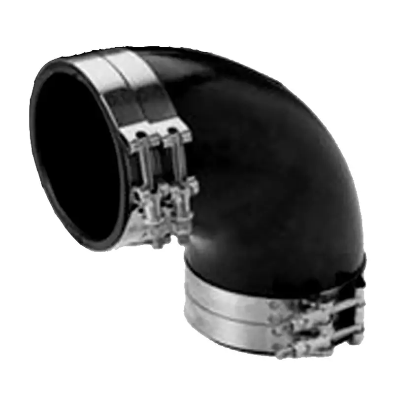 Trident Marine 3-Inch Id Epdm Black Rubber 90° Wet Exhaust Elbow With Four Stainless Steel T-Bolt Clamps (Trl-390-S/S) 1