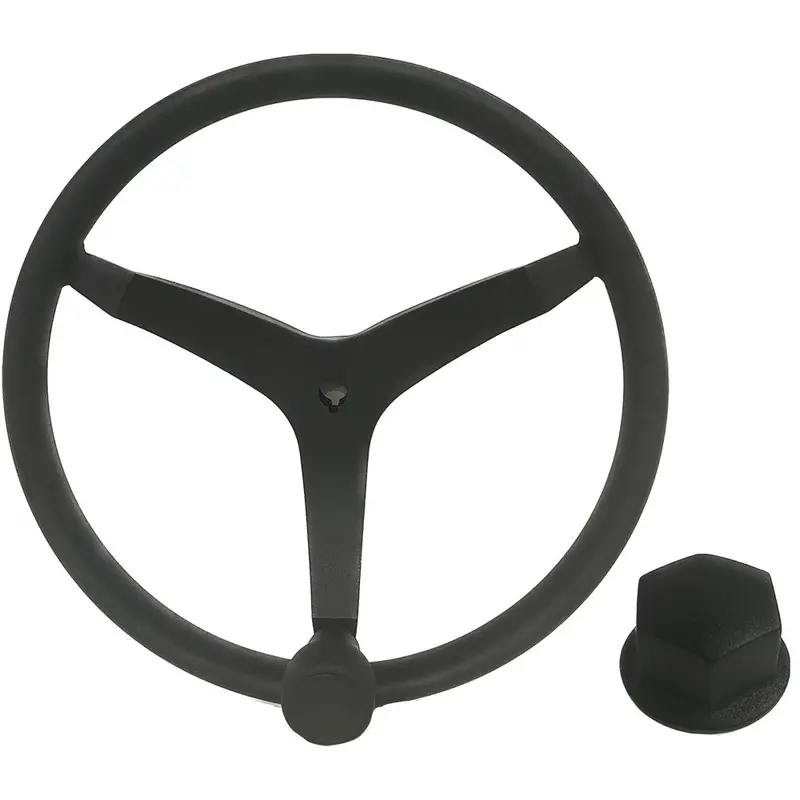Uflex V46B Stainless Steel Steering Wheel – 13.5", Chrome Speed Knob & Nut, Black Finish 1